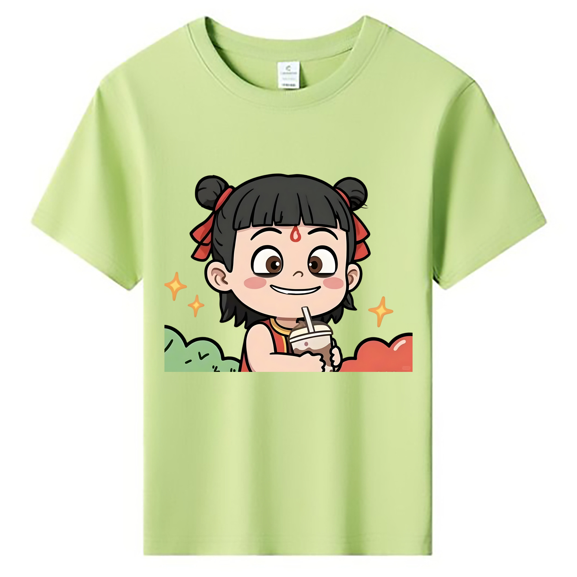 （画像用） Ne Zha 2 ナタ 魔童の大暴れ 綿100％キッズTシャツ（フロントプリント）